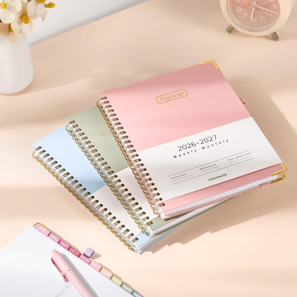 Forvencer Academic Planner 2026-2027, Hardcover Calendar Planner Weekly & Monthly, July 2026 - June 2027, 6" x 8", Daily Agenda with Tabs, College