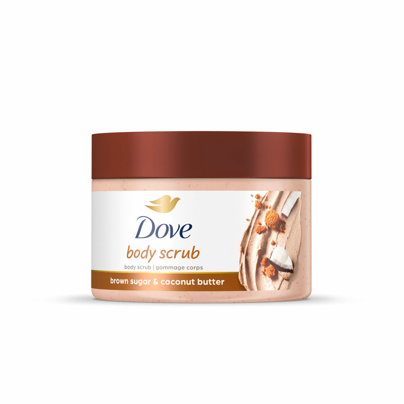 Dove Scrub Brown Sugar & Coconut Butter For Silky Smooth Skin Body Scrub Exfoliates & Restores Skin's Natural Nutrients 10.5 oz Brown Sugar and