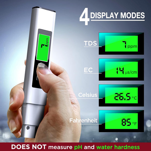 2025 All-New 4 in 1 Tds Meter Digital Water Tester - Accurate and Reliable TDS EC & Temp(°C,°F) Meter - 0-9999ppm - Professional Testing for