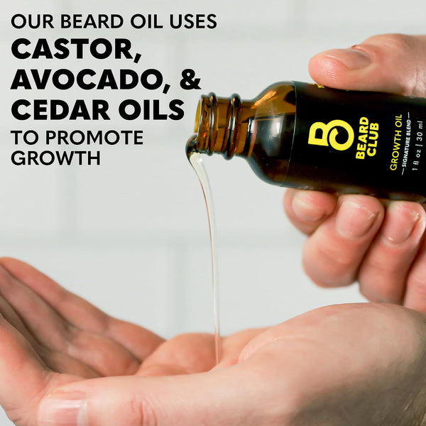 The Beard Club - Beard Growth Oil with Natural Castor & Avocado to Grow Thicker, Fuller Facial Hair, Fill in Patches and Stimulate Healthier