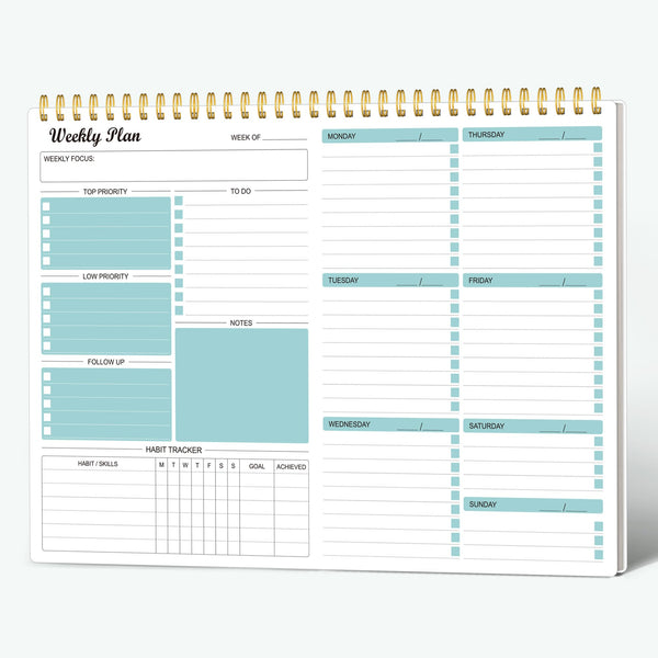 Weekly Planner Notepad Undated Weekly Goals Schedule Planner To Do List Notebook Planning Pad Calendars Organizers Habit Tracker Journal for Man &