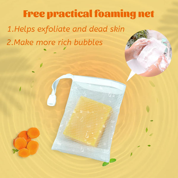 3 Pack Turmeric Soap Bar for Face & Body Cleanser, Organic Turmeric Soap, Smooth Skin and Moisturizing, All Natural Tumeric Soap, Handmade
