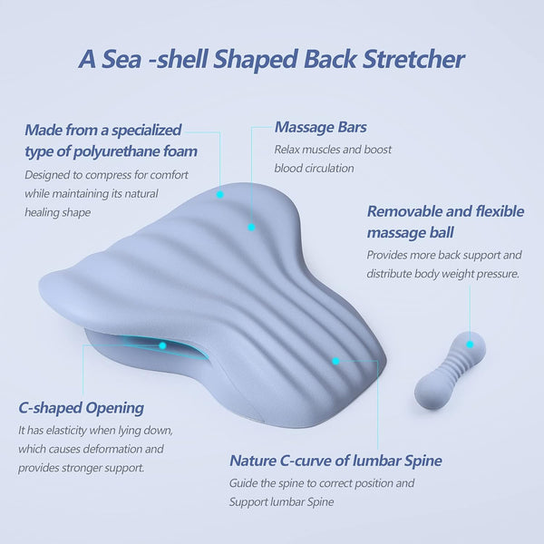 RESTCLOUD Back Stretcher for Back Pain Relief, Lower Back Stretcher Back Stretching Cushion, Lumbar Stretcher Device Helps with Spinal Stenosis