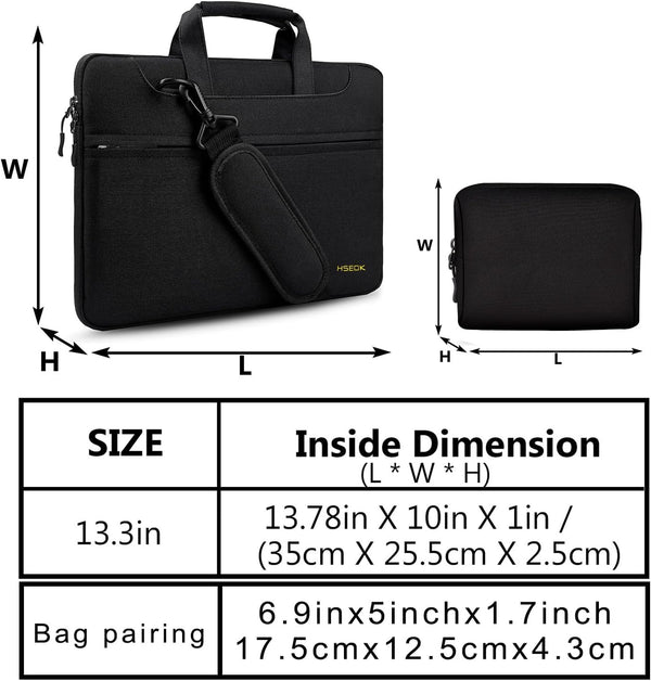 Hseok Slim Laptop Shoulder Bag 13-14 Inch Handbag with Small Case Compatible with Macbook Pro 14" M4/M3/M2/M1 2025-2021, 13.3" Mac Air/Pro, XPS