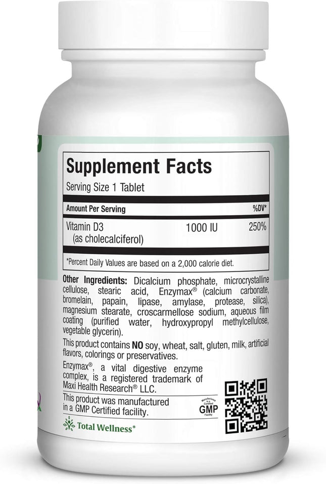 Maxi-Health Vitamin D3 1000 IU - for Healthy Muscle Function, Bone Health and Im