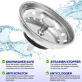 Kitchen Sink Drain Strainer 2 Pack of Stopper Combo Basket Replacement for 3-1/2 Inch Drain I Sink Drain Basket Stainless Steel Bathroom Sink
