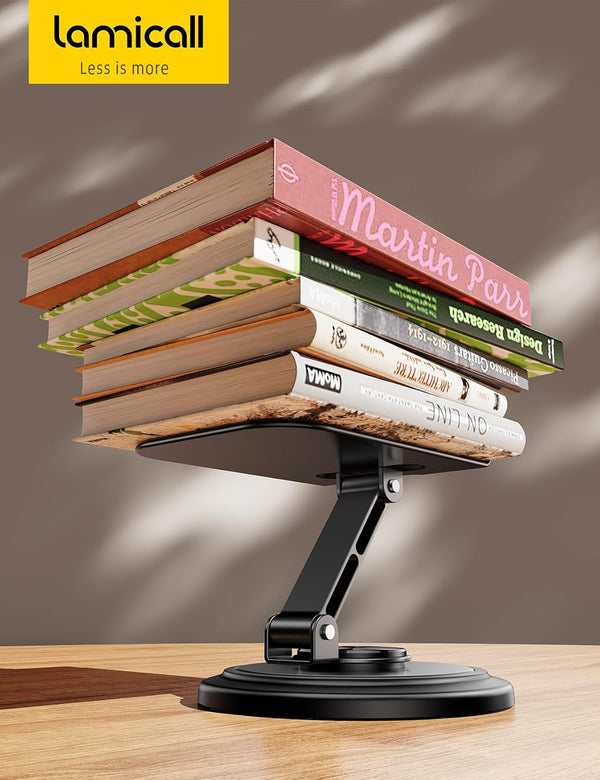 Lamicall Cell Phone Stand for Desk - [360° Rotation] Sturdy Adjustable Desktop Phone Holder, Foldable Mobile Stand, Office Desk Accessories Gifts
