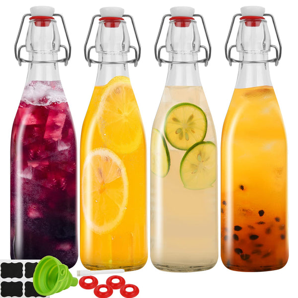 ZEBEIYU 32oz Beer Bottle,Swing Top Glass Kombucha Bottles with Stoppers for Brewing, Beverages, Smoothies, Kefir, Beer, Soda, Juicing, Kombucha,