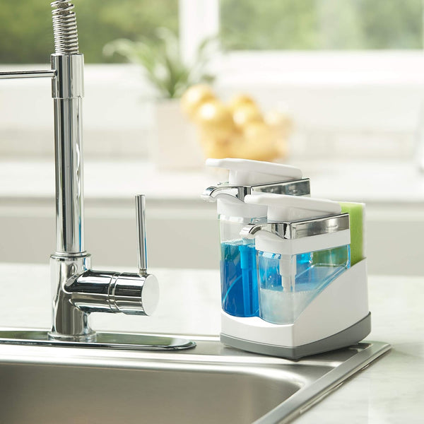 Casabella Sink Sider Duo with Sponge - White & Chrome Plating