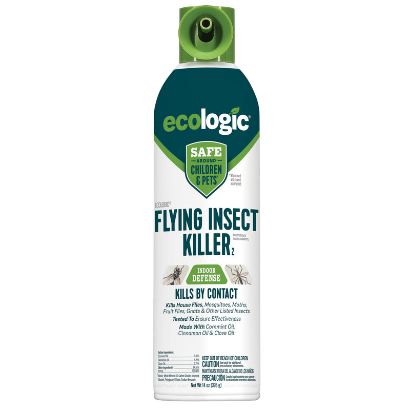 Ecologic Flying Insect Killer, 14 Ounces, Aerosol Formula Made With Cornmint Cinnamon And Clove Oil Kills Houseflies, Mosquitoes, Moths, Fruit
