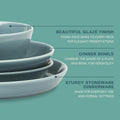 Gibson Home Summer Shades 16 Piece Plates and Bowls Dishes Service for 4 Porcelain Dinnerware Set - Blue Blue (Summer Shades) Service for 4 (16pcs)