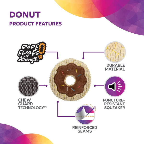 TrustyPup Tough 'N Fun Donut Squeaky Plush Dog Toy, Chew Guard Technology - Tan, Small (71148) Tough 'N Fun Small Tough 'N Fun - Donut (Tan)