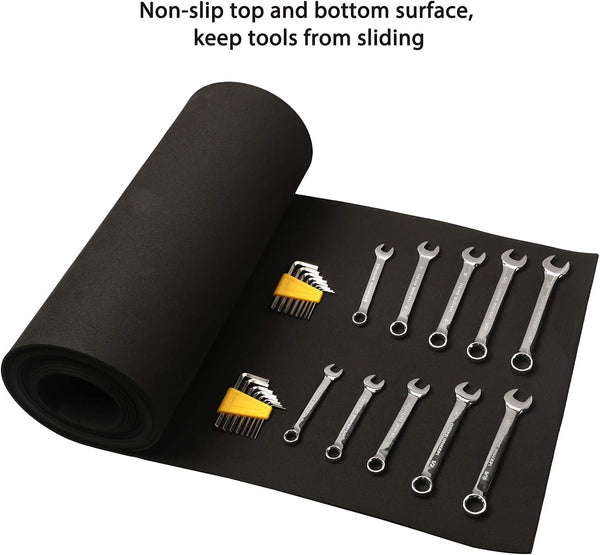 CASOMAN Professional Tool Box Liner and Drawer Liner - 16 inch(Wide) x 16 feet (Long), Non-Slip, Black 16"W x 192"L