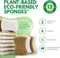AIRNEX Natural Kitchen Sponges (12 Pack) - Biodegradable Cellulose & Coconut Scrubber Dish Sponge for Kitchen - Eco-Friendly, Non Scratch,