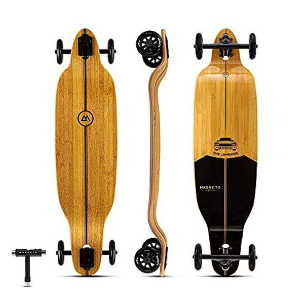 Magneto Longboards Bamboo Longboards for Cruising, Carving, Free-Style, Downhill and Dancing (Bamboo Drop & Fiberglass Through Longboard) Low Glider