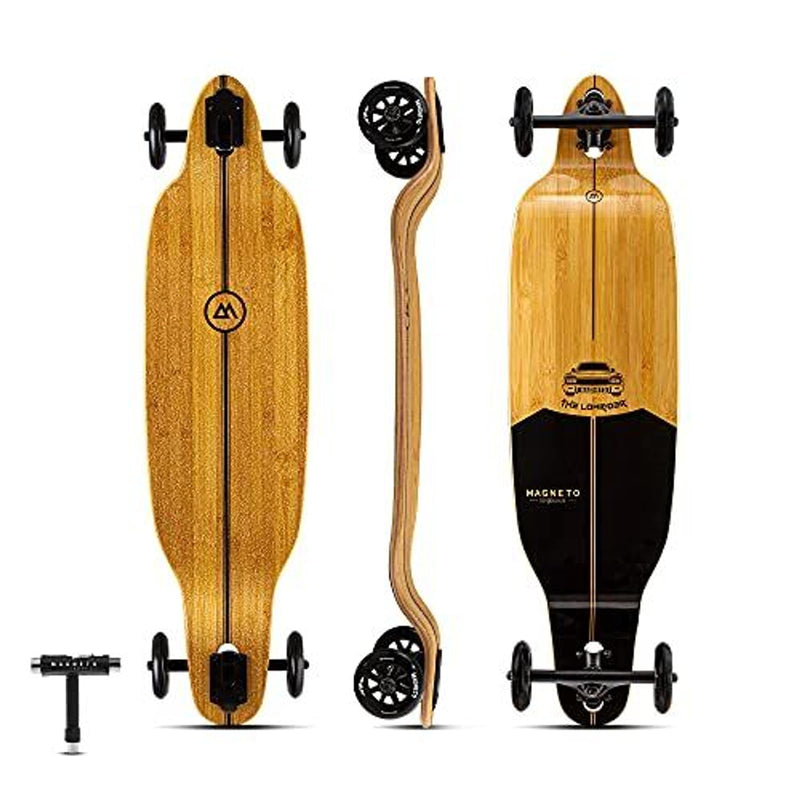 Magneto Longboards Bamboo Longboards for Cruising, Carving, Free-Style, Downhill and Dancing (Bamboo Drop & Fiberglass Through Longboard) Low Glider