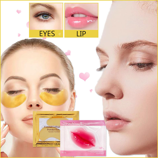 Sulily 30 Pairs Lip Masks & 24K Gold Gel Eye Masks,Crystal Collagen Eye Patches 