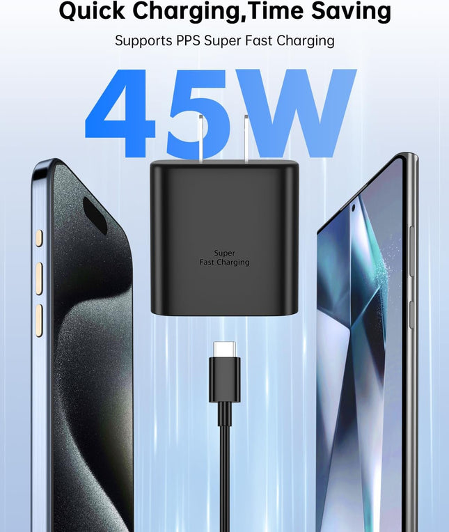 45W Super Fast Charger Type C with 10FT USB C Charger for Sam-Sung Galaxy S25 Ultra/Galaxy S24/S23 Ultra/S24/S24/S23/S22