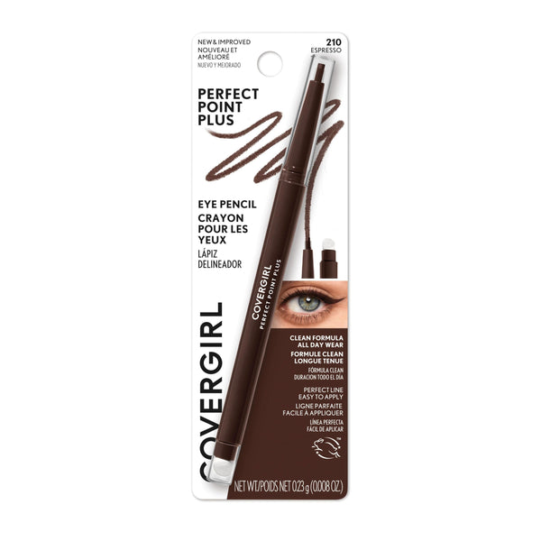 COVERGIRL Perfect Point PLUS Eyeliner Pencil, Espresso .008 oz. (0.23 mg) (Packaging may vary) 210 - Espresso 0.01 Ounce (Pack of 1)