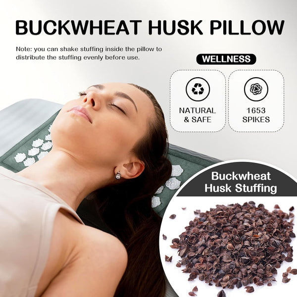 Ladyrosian Acupressure Set for Back and Neck Pain Relief, Muscle Relaxation Stress Relief Acupressure Mat and Pillow Set with Bag