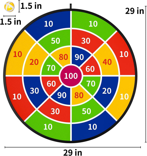 TEMI 29" Large Dart Board for Kids, Boys Toys Dartboards with 20 Balls, Indoor and Outdoor Sport Fun Party Play Game Toys, Birthday Gifts for Boys