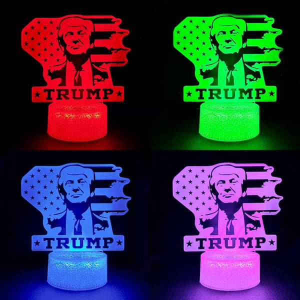 3D LED Night Light Trump 2024 Flat Acrylic Illusion Lighting Lamp with 7 Colors and Touch Sensor, Trump Fan Nightlight Gift, Trump Fight!