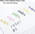 YOUDEFUL 120 Pcs Music Paperclips, Cute Metal Paper Clips in 6 Colors, Musical Notes Shaped Bookmark Clips, Musical Notes Clips Music Office