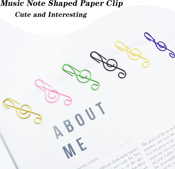 YOUDEFUL 120 Pcs Music Paperclips, Cute Metal Paper Clips in 6 Colors, Musical Notes Shaped Bookmark Clips, Musical Notes Clips Music Office