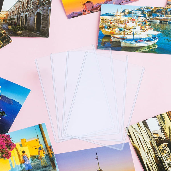 Vmiapxo 50 Pack 4" X 6" Hard Plastic Card Sleeves, Waterproof Postcard Photo Holders Collector Trading Sports Baseball Cards Protectors Clear
