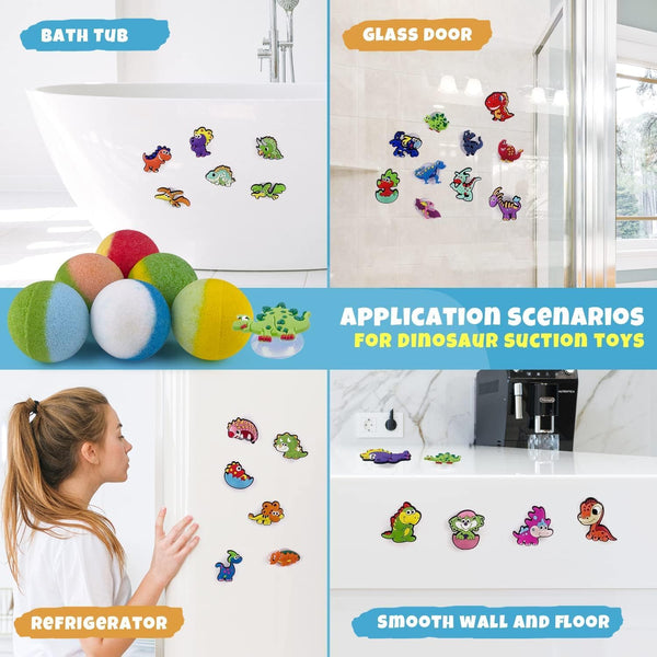 26+2 PCS Bath Bombs for Kids with 26 Dinosaur Suction Toys Inside, Organic Kids Bath Bombs Gift Sets with 2 Squeeze Dinosaur Toys for Boys & Girls
