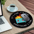 Gctriki Dumpster on Fire Round Mouse Pad, Funny Mousepad for Laptop 8.6 in | Small Gaming Mouse Pad, Stitched Edge, Non-Slip Rubber Base, Funny
