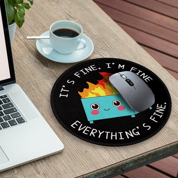 Gctriki Dumpster on Fire Round Mouse Pad, Funny Mousepad for Laptop 8.6 in | Small Gaming Mouse Pad, Stitched Edge, Non-Slip Rubber Base, Funny