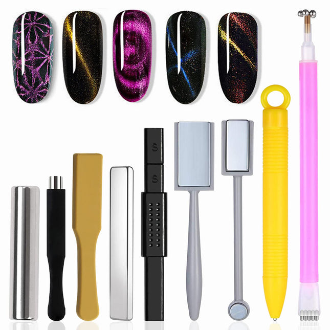 WOKOTO 9Pcs Cat Eye Magnet for Nails Uv Gel Nail Magnets for Gel Polish Magnet P