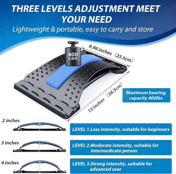 MINOLL Back Stretcher for Lower Back Pain Relief, Multiple Level Adjustable Arch Lumbar Back Cracker Board, Back Cracking Device, Back Massager
