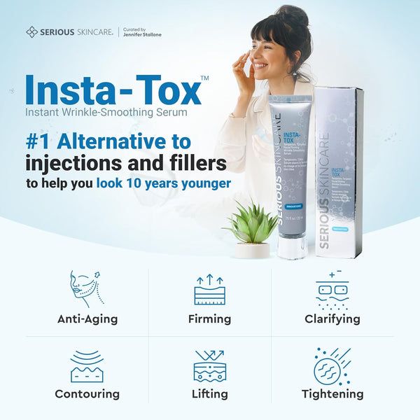 Serious Skincare - INSTA-TOX Instant Line and Wrinkle Filler Face Serum - Firm and Smooth Fine Lines, Deep Wrinkles and Pores - Temporary Skin