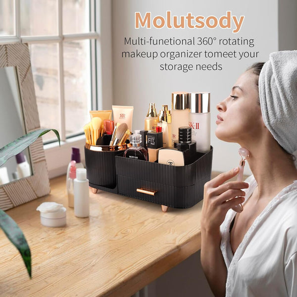 Makeup Organizer for Vanity, Cosmetic Display Case with Drawers, Fits Makeup, Skincare Products, Brushes, Lipsticks, and Other Accessories,