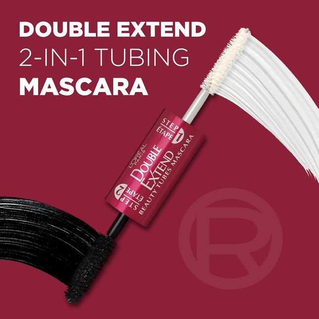 L'Oreal Paris Makeup Double Extend Tubing Mascara, Lengthening 2 Step Mascara, S