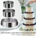 CALIFORNIA CADE ELECTRONIC Cake Mold-Cake Ring-Adjustable Round Stainless Steel 6 to 12 Inch, 6 Inch Baking Ring for Supporting Decorating Icing