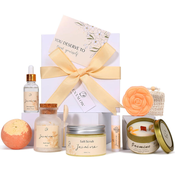 Spa Gifts for Women Mothers Day Gifts Jasmine Bath Gift Baskets Relaxing Self Care Gift for Mom Girlfriend Sister Wife Auntie Home Bath Care