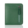 FUNTOR Small Wallets for Women, Ladies Small Compact Bifold Pocket RFID Blocking Genuine Leather Wallet for Women A:F Natural leather-Dark Green