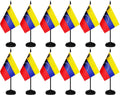 12 Pcs Venezuela Desk Flags Set, Venezuelan Small Mini Table Office Mini Desktop Flag With Black Flagpole and Black Base For Home Office