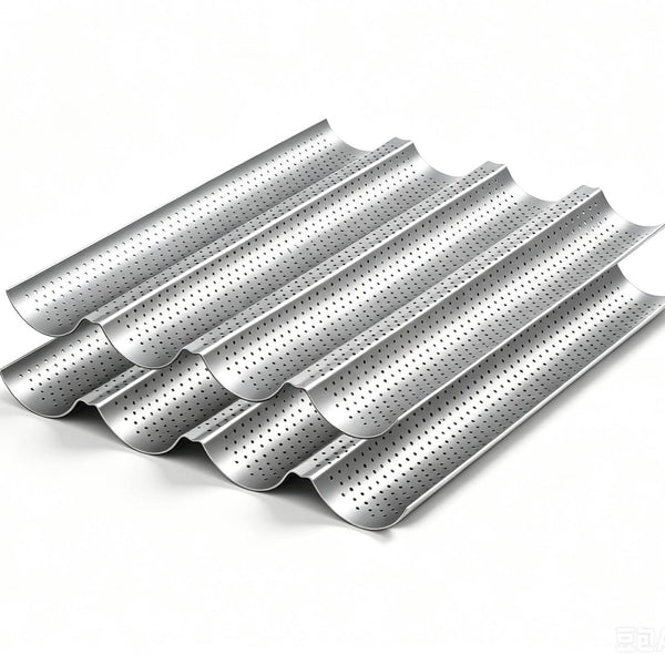 AMAGABELI GARDEN & HOME 2 Pack Baguette Bread Pan 15" x 13" Nonstick Perforated Baguette Tray French Bread Baking 4 Wave Loaf Bake Mold Toast