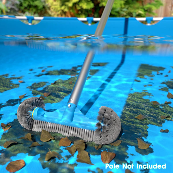 TidyMister 12.5'' Round End Pool Brush Head - Cleaning Wall & Tiles & Steps, Sturdy Nylon Bristles, Scrub Brush for Inground/Above Ground Pool,