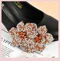 Tsangbaby Removable Rhinestone Double Flower Shoe Clips - Elegant Shine Buckle for Shoes, Bags, Clothing Accessories - Women Girls 2 Pcs Style D
