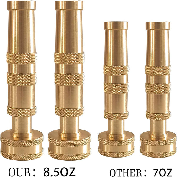 Hourleey Adjustable Twist Hose Nozzle, 4" Heavy-Duty Brass Hose Nozzle with 10 Garden Hose Rubber Washers, 2 Pack 4 Inch Nozzle Twist 2Pack