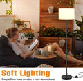 Modern Floor Lamp Simple Design with White Shade, Foot Pedal Switch, 60" Small Tall Lamps for Living Room Bedroom Office Dining Room Kitchen,