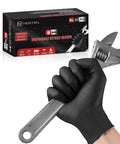 NEOTRIL 8 Mil Heavy Duty Disposable Nitrile Gloves with Diamond Texture Grip Rubber Gloves Latex & Powder Free Large Box of 50 / Black