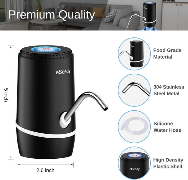 Water Dispenser for 5 Gallon Bottle, Fast Pumping Automatic Water Pump Black