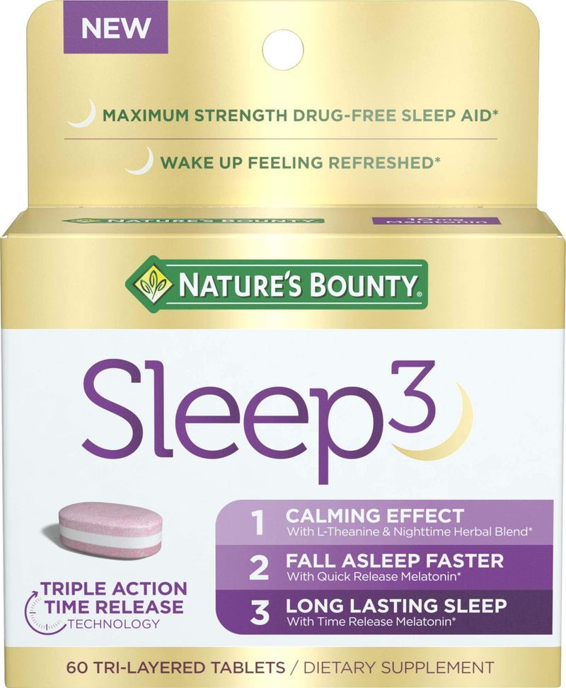 Nature's Bounty Sleep3 Melatonin 10mg, 60 Tri-Layered Tablets 60 Count (Pack of 1)