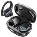 Catitru Wireless Earbuds Bluetooth Headphones 80H Playback Ear Buds Power Display with Noise Canceling Mic with Earhooks for Sports/Workout - Black